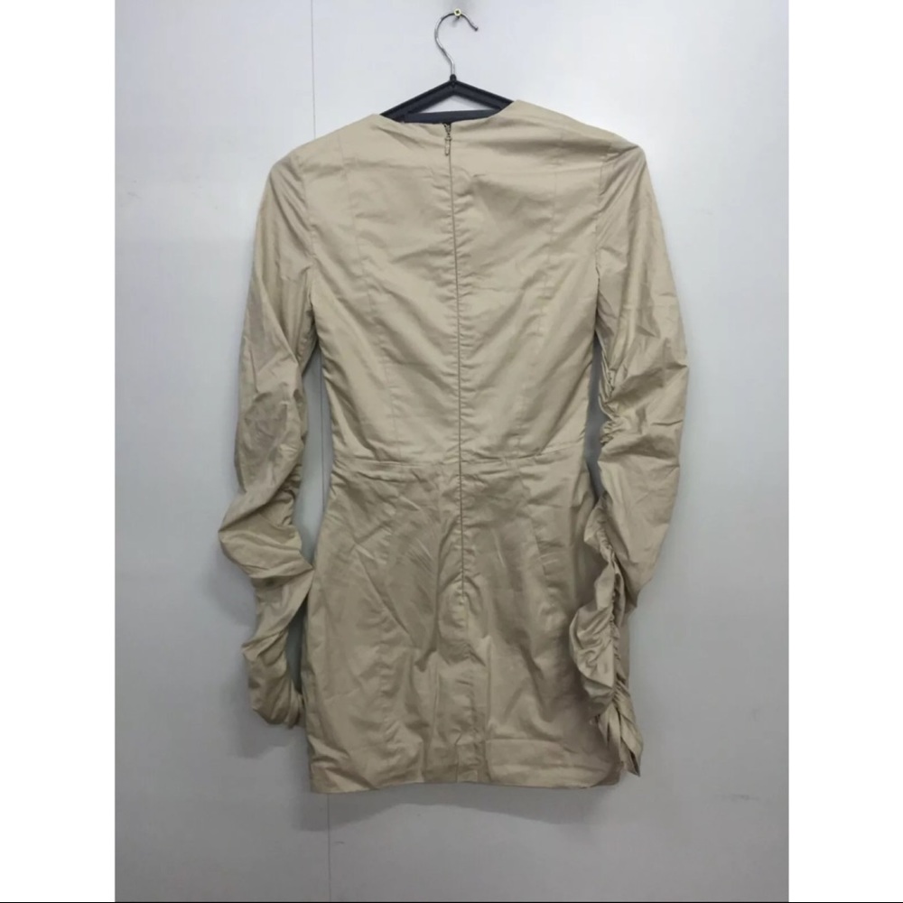 MISTRESS ROCKS 'Star Crossed' Beige Ruched Sleeve Mini Dress S - Picture 7 of 9
